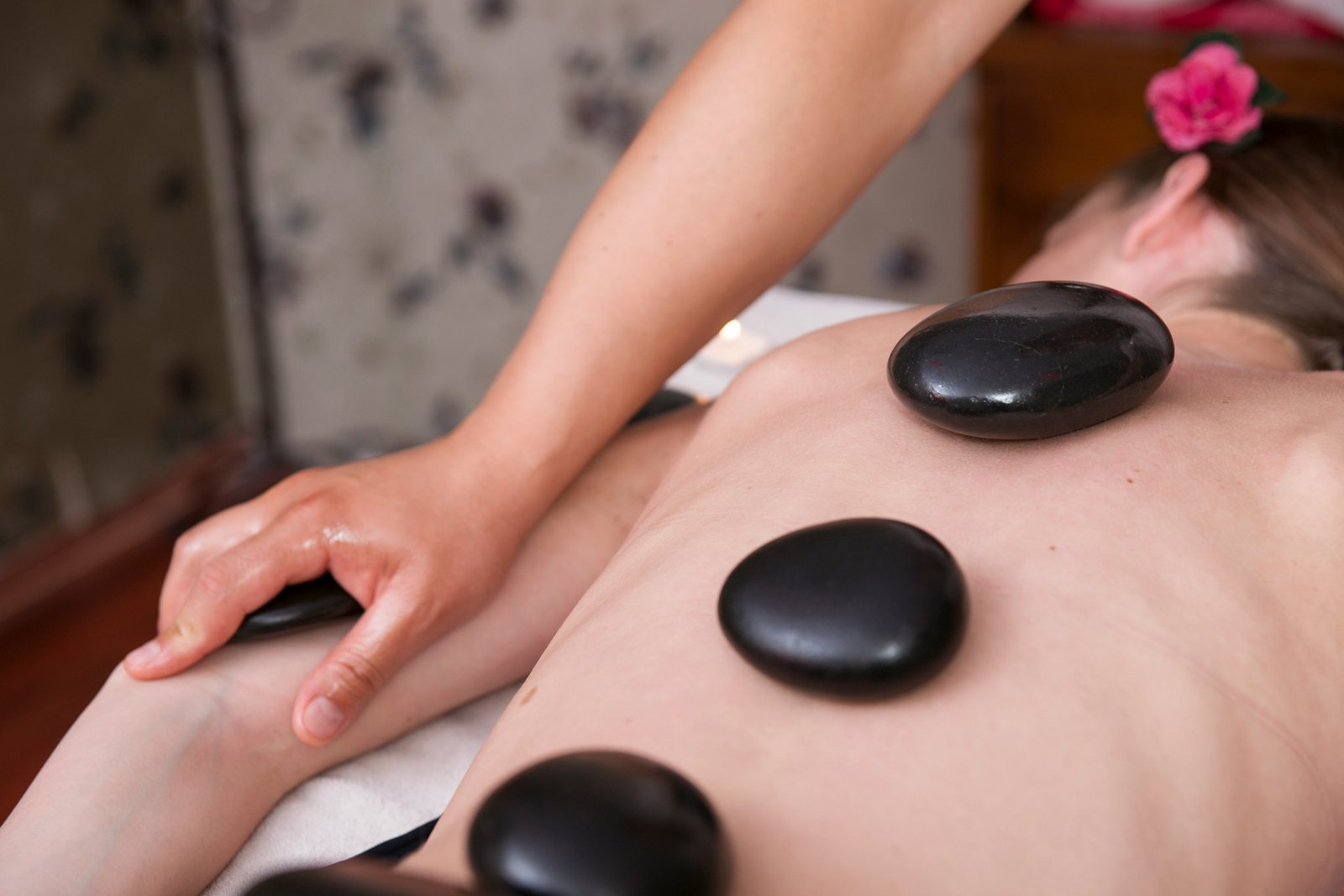 Warm massage therapy room